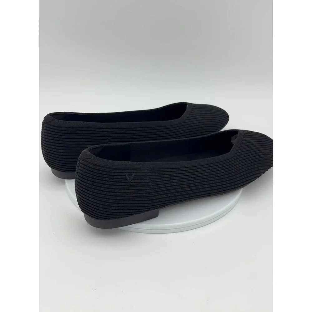 VIVIAI Black Square Toe Flat Ribbed Knit Ballet Margot 2.0 EU 41.5 Womens V Cut‎